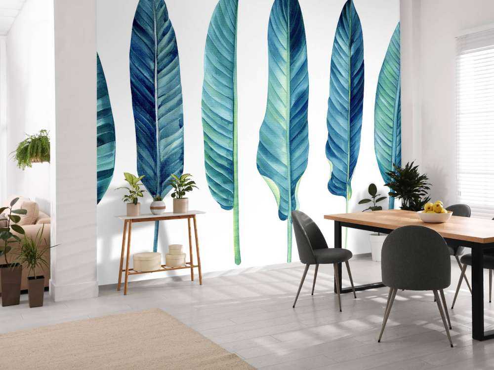 Tropical leaves on white background