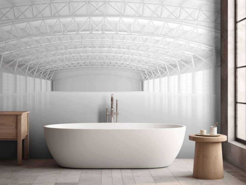 Empty white warehouse