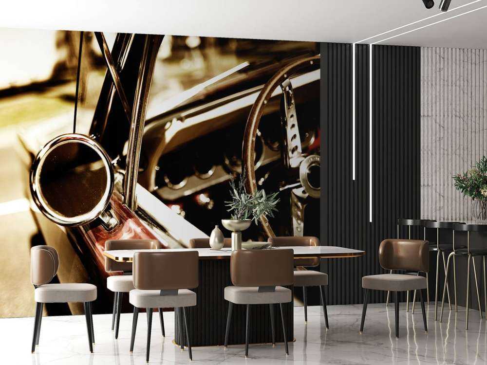 Closeup red classic car