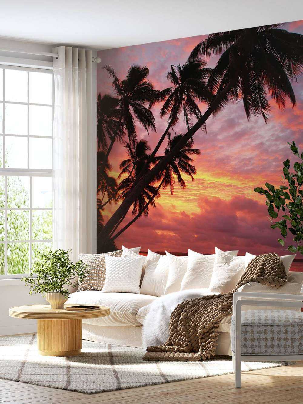 Palm trees over a red ocean