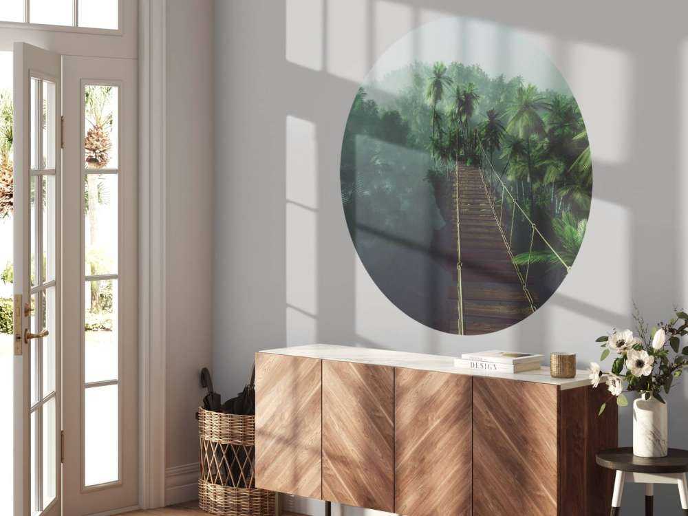 Rope bridge in the mist