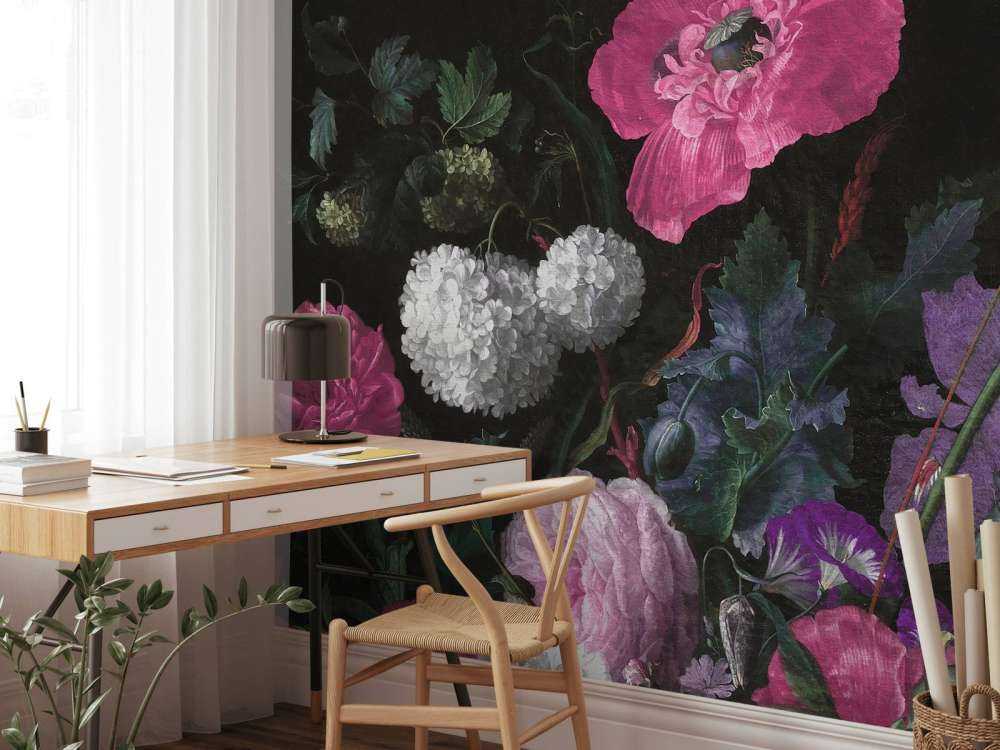 Baroque flowers still life - moody pink