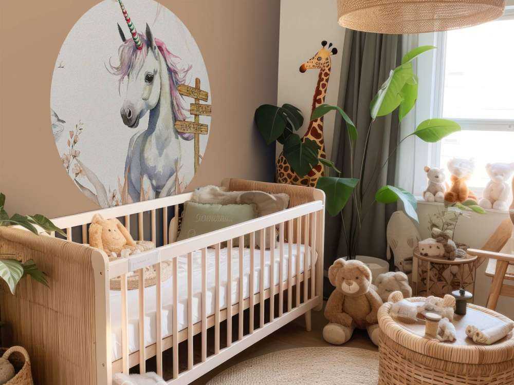 Baby unicorn with plants taupe