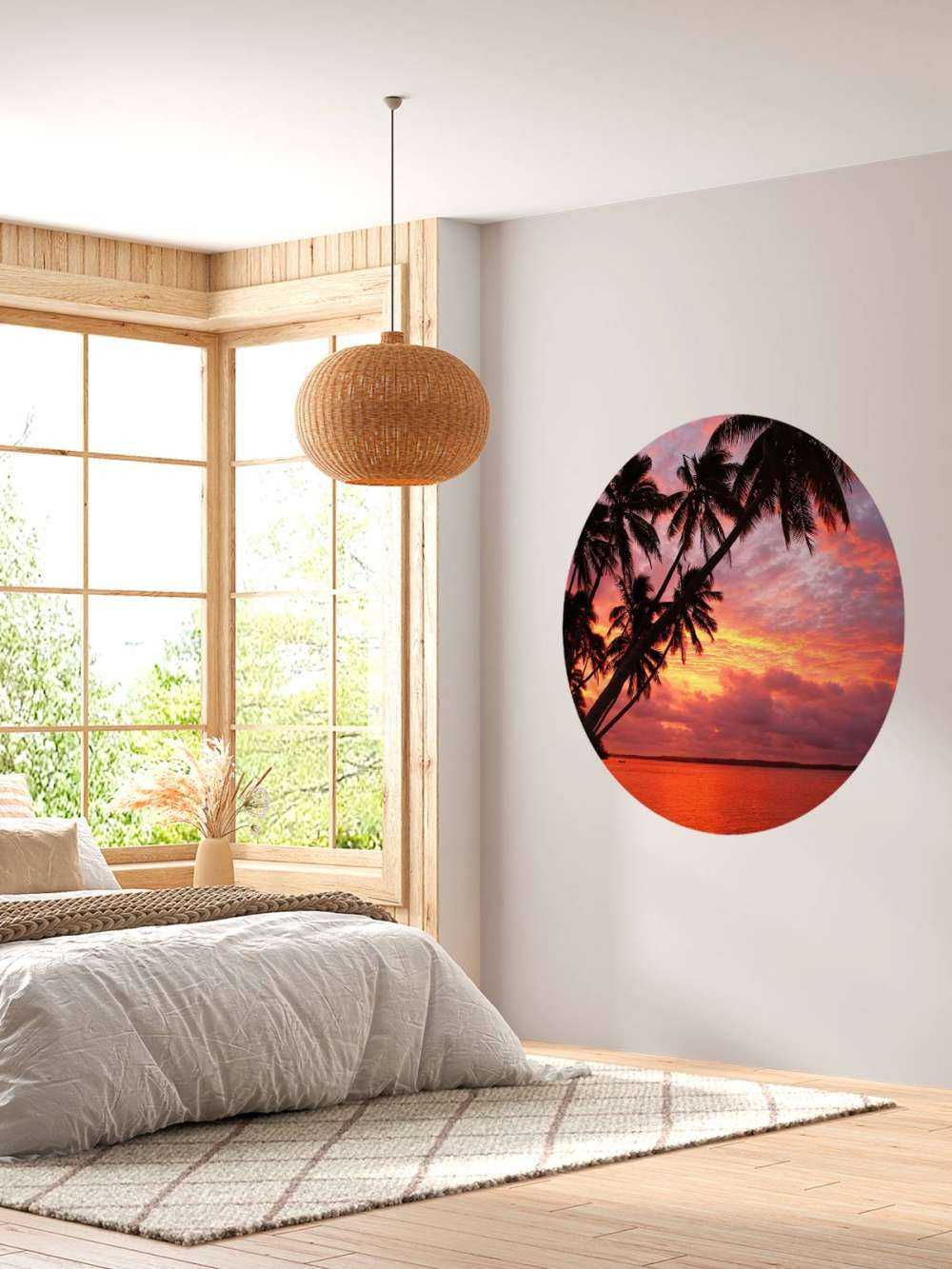 Palm trees over a red ocean