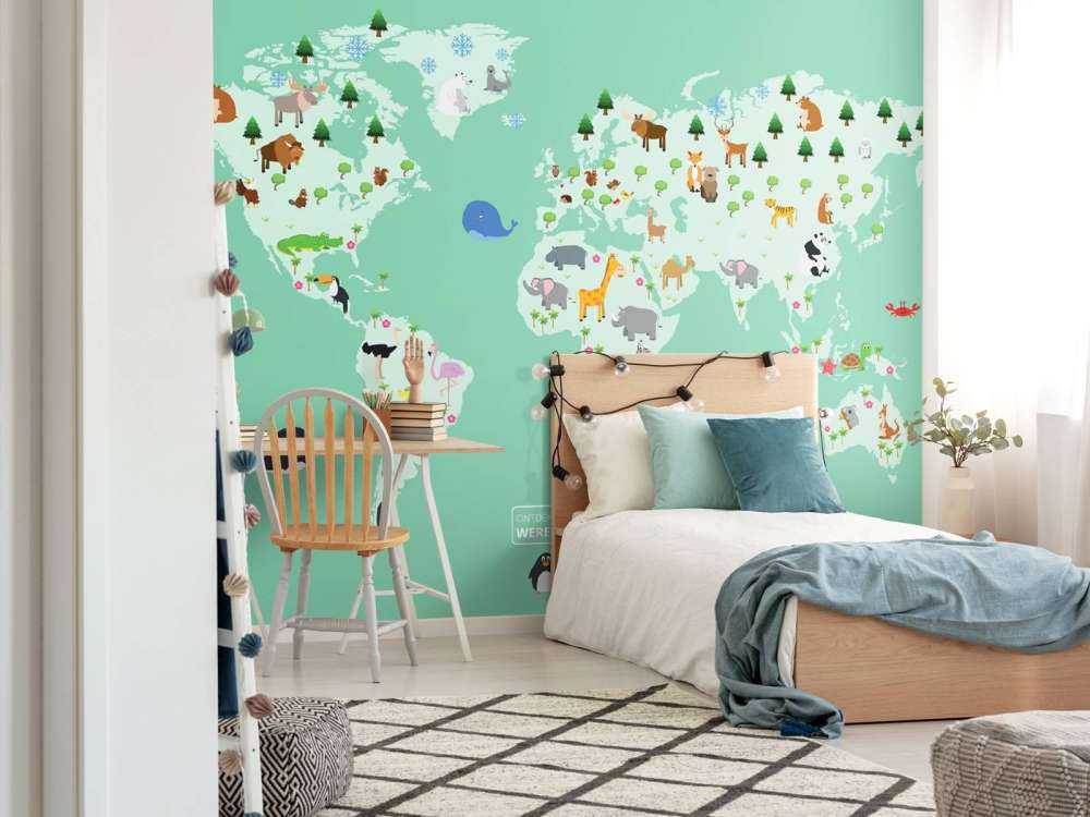 World map for children in green