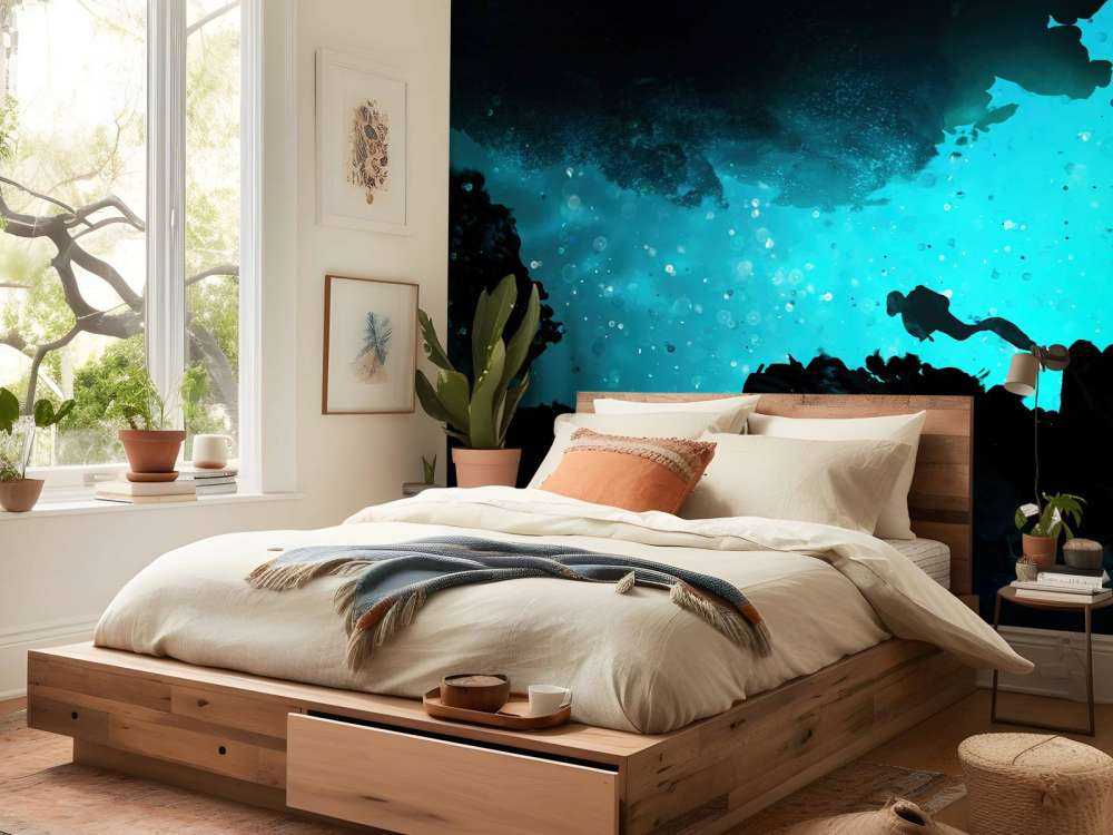 Narrow cave with diver