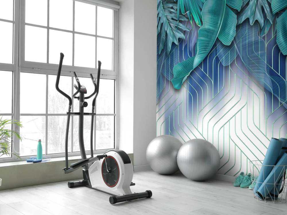 Green leaves and graphic green lines effect