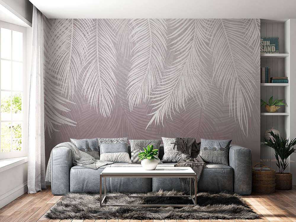 Palm leaves on concrete