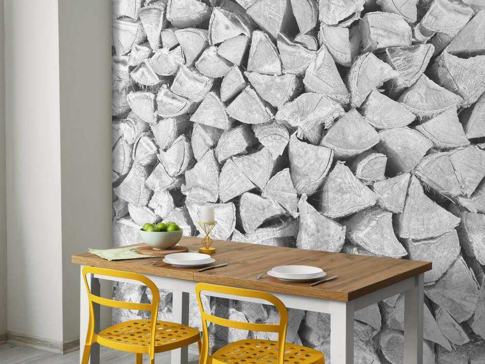 Wood pile in shades of grey