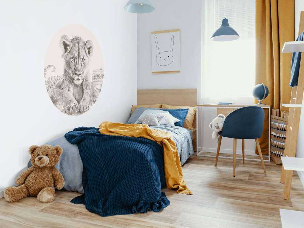 Baby lion in the jungle beige