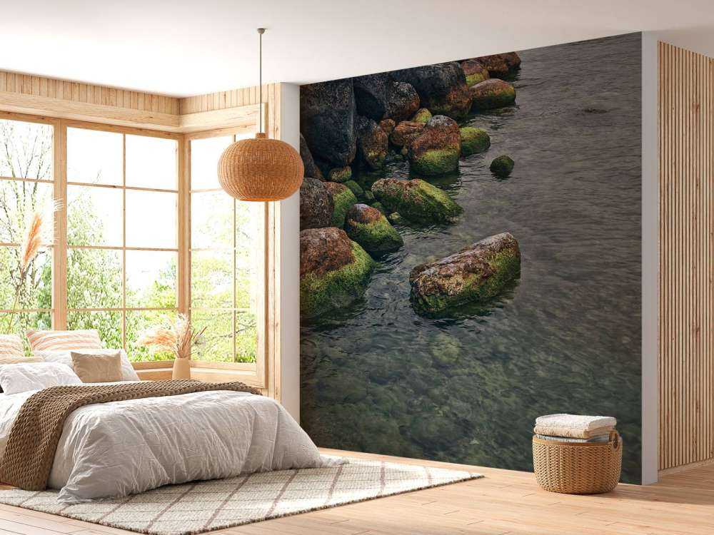 Rocks at mountain lake