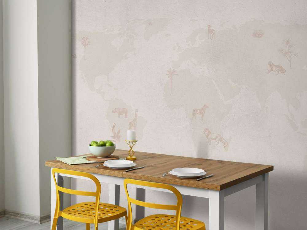 World map sketch taupe