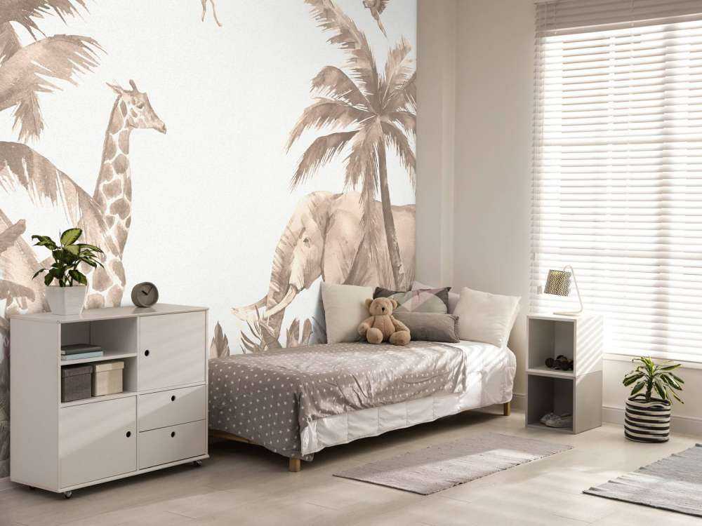 Various jungle animals in taupe