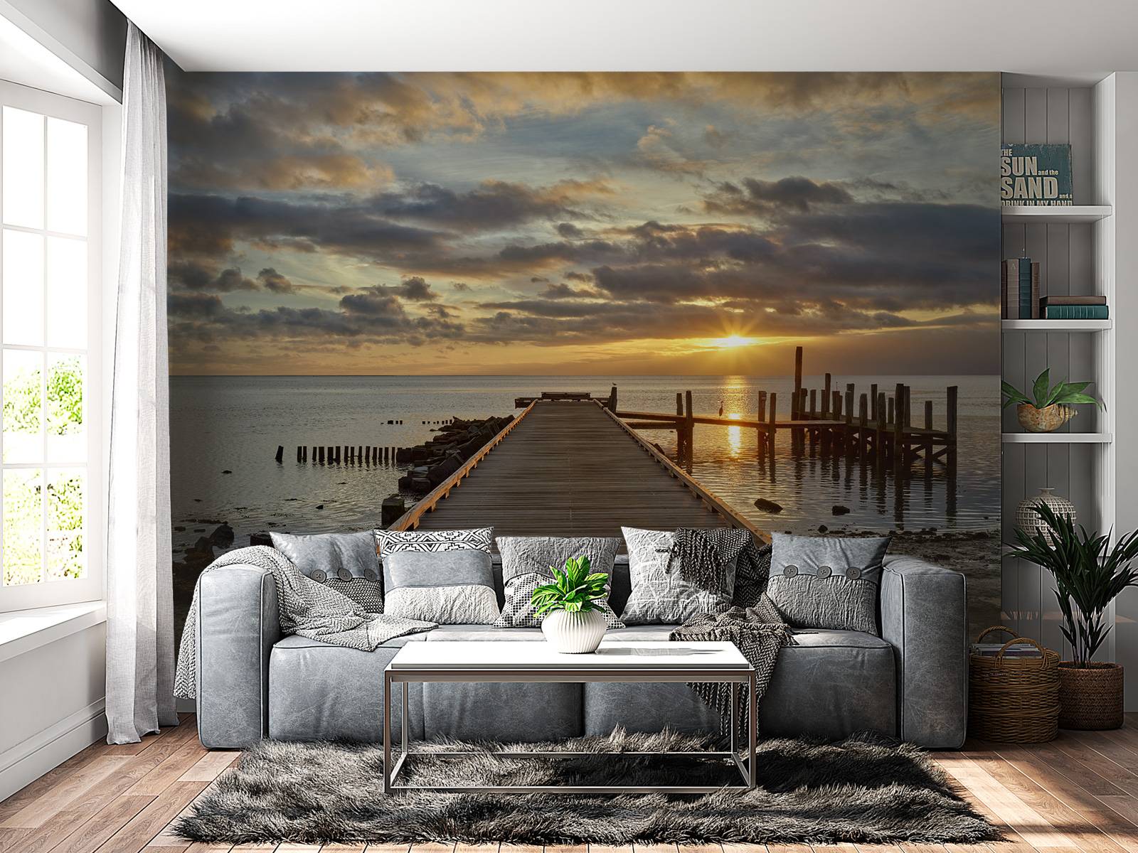 Wooden jetty with sunrise