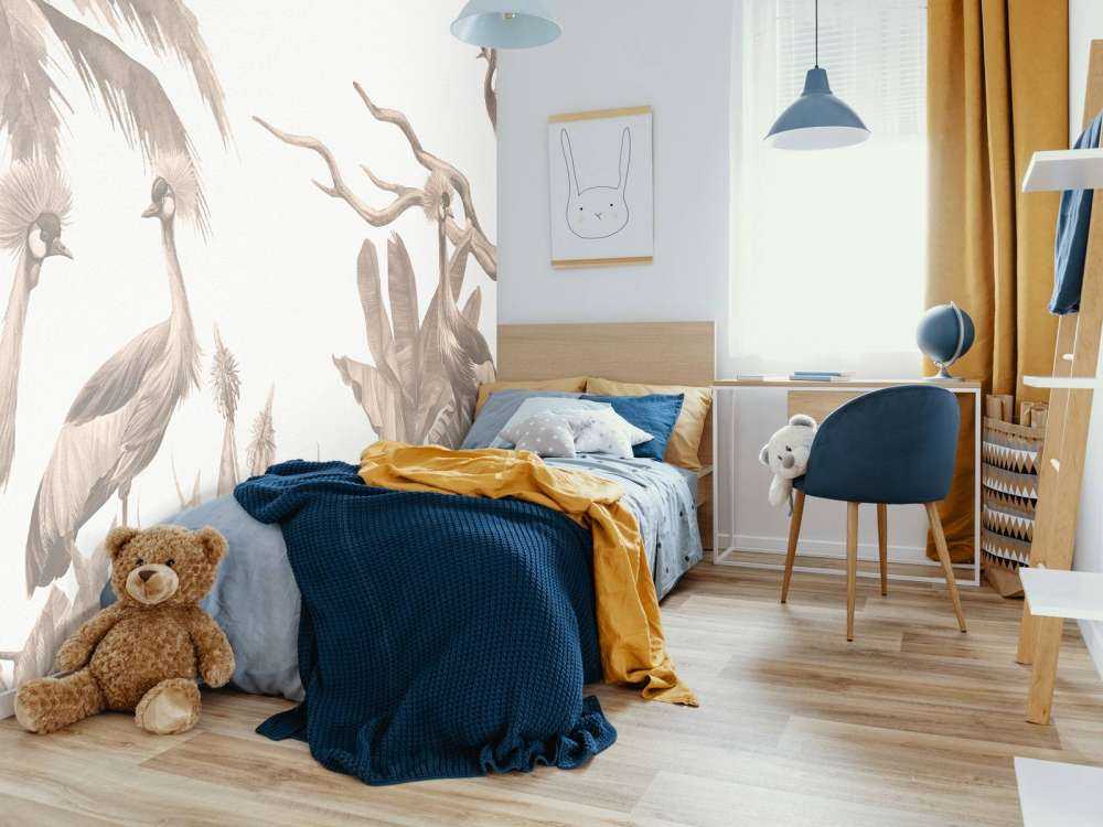 Jungle with cranes in Taupe