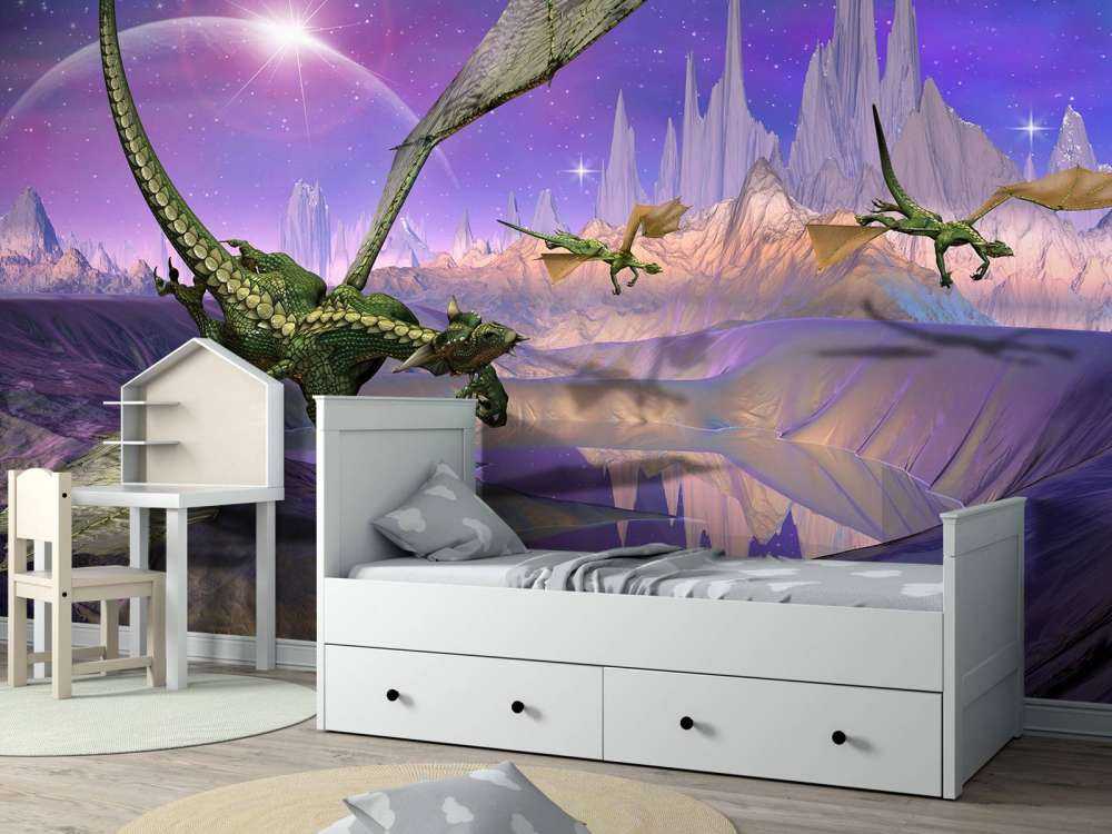 Dragons in a fantasy landscape