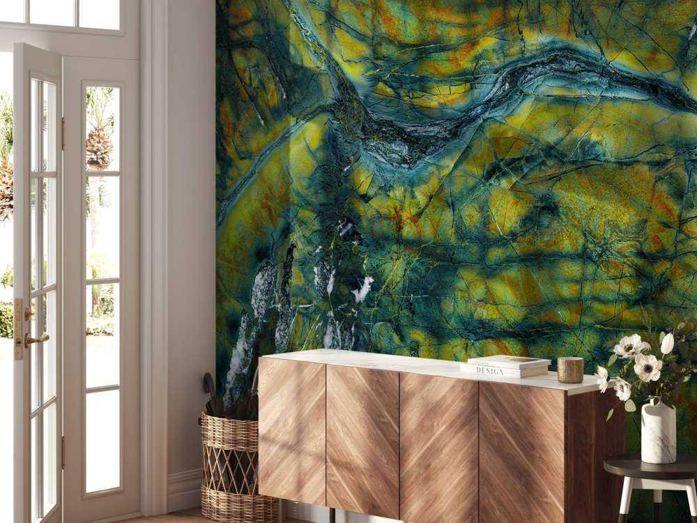 Green marble with orange