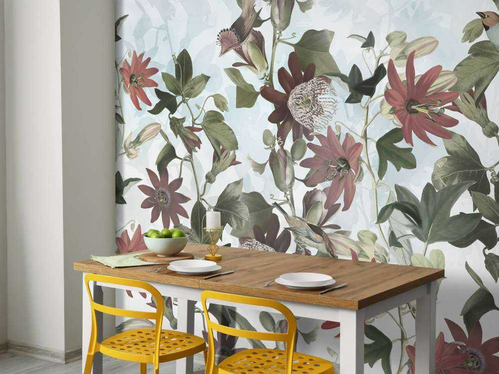 Seven Birds in Enchanted Foliage - Soft Blue