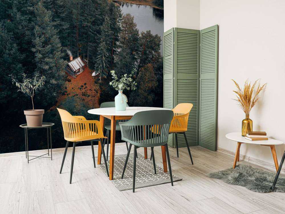 Cabin surrounded by forest and lakes