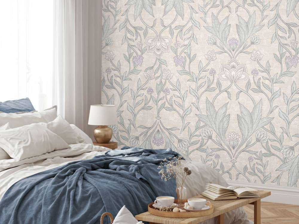 Morris florals damask - neutral beige