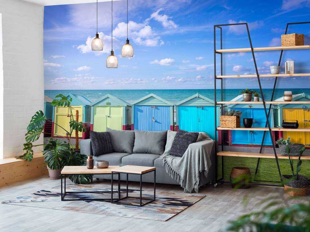 Colourful beach huts