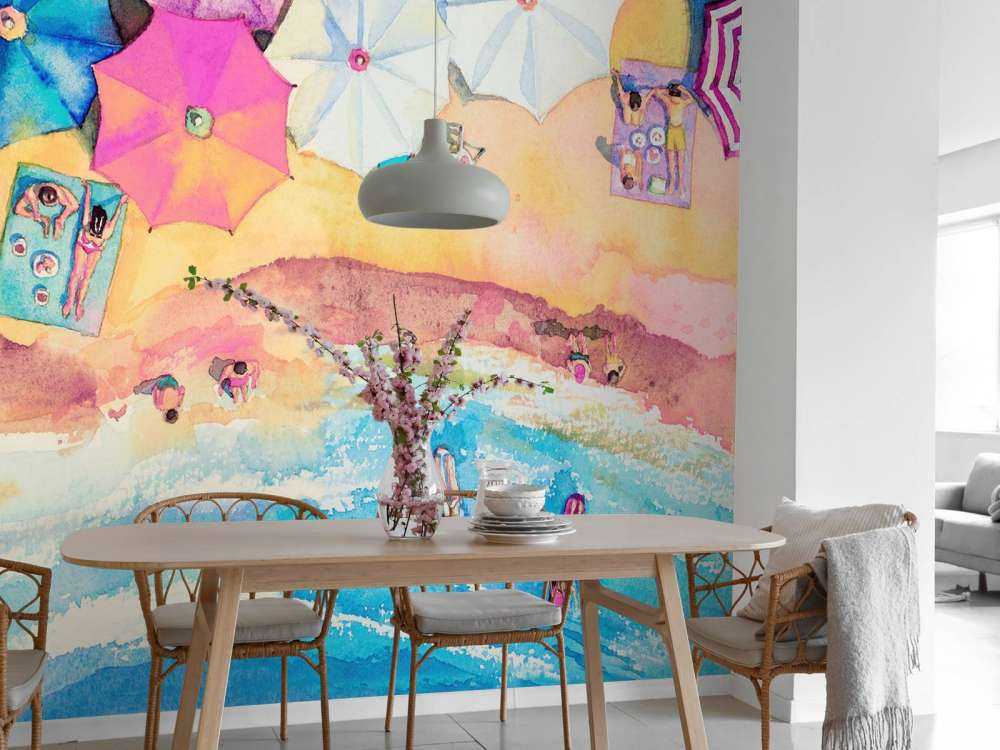 Beach with umbrellas