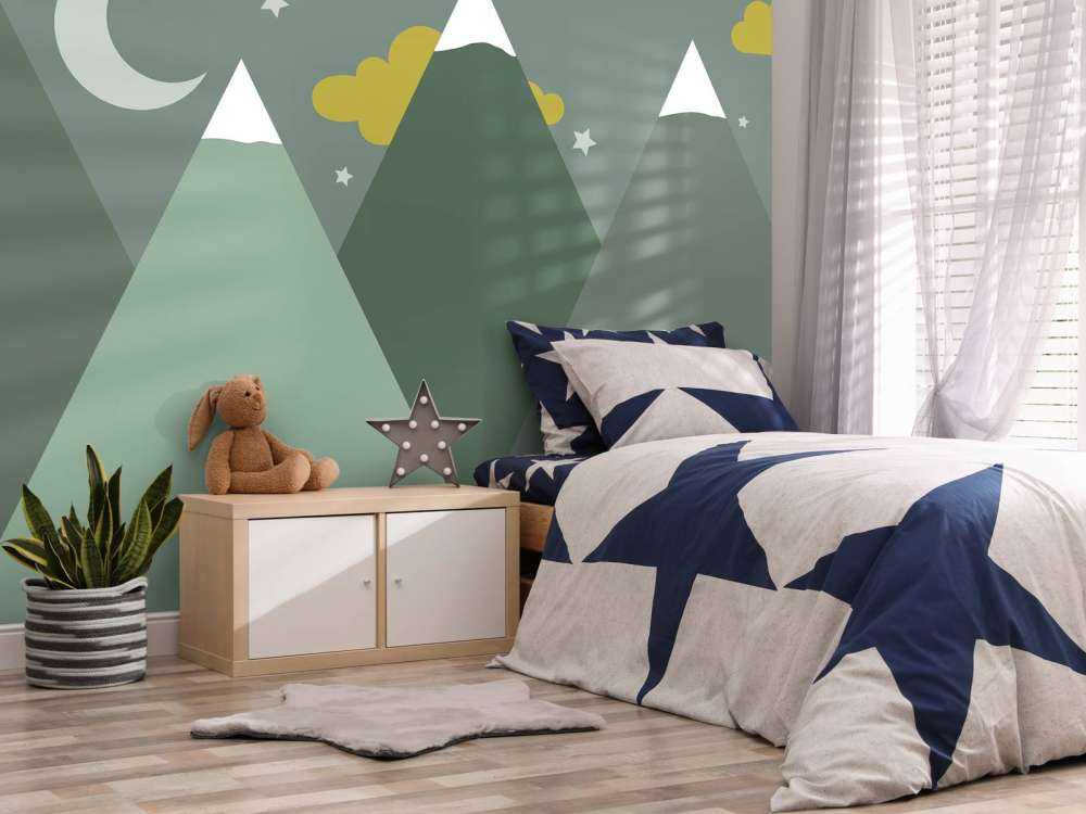 Green mountains at night