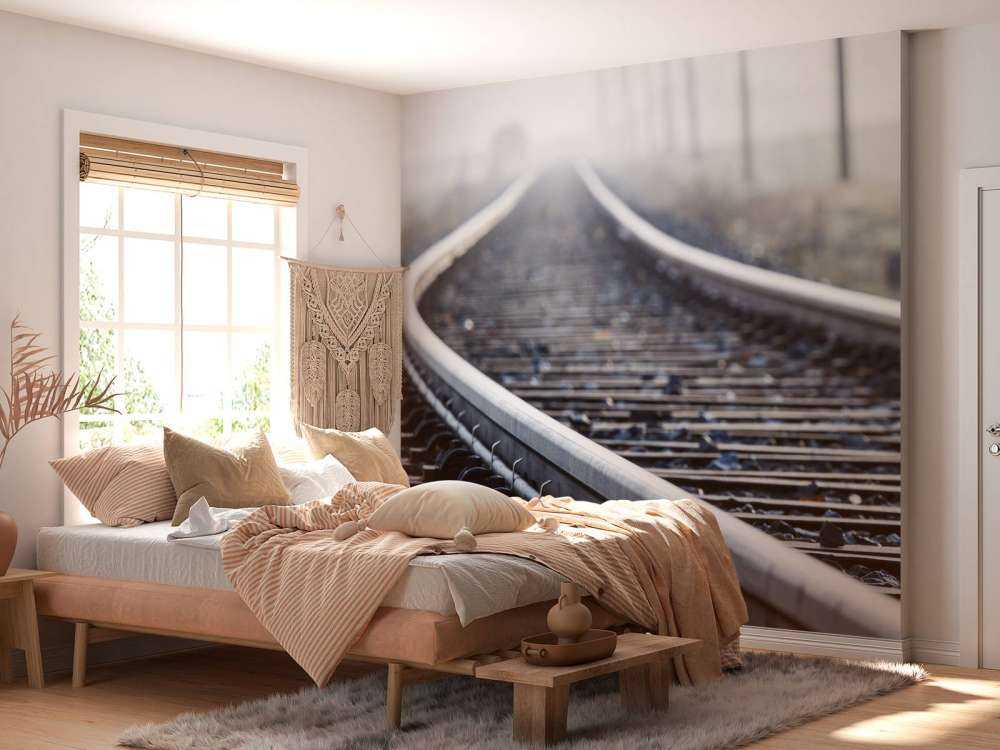 Train track in the morning mist