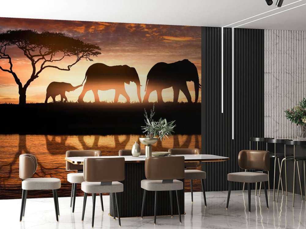 Elephants in savannah