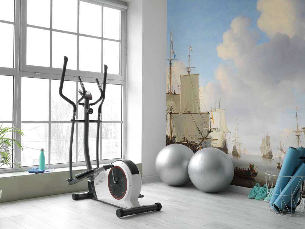 Photo wallpaper Rijksmuseum. Dutch ships on a calm sea.