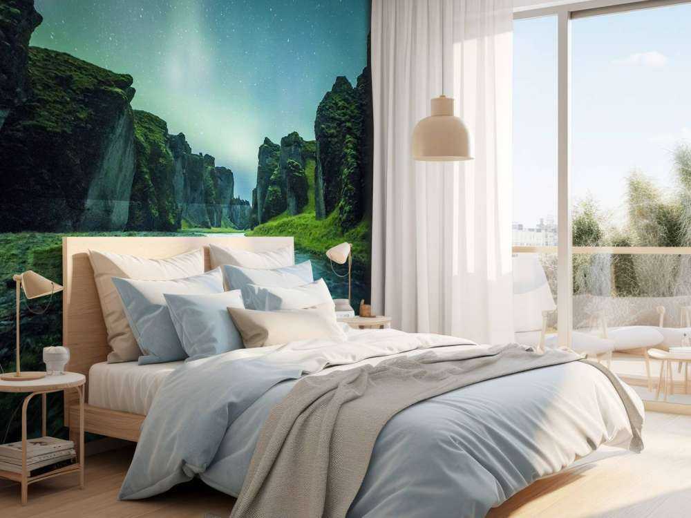 Northern lights above the mountains