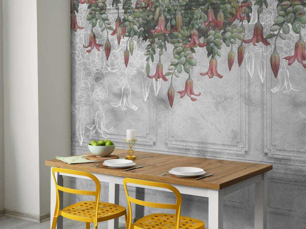 Classic gray paneling with flowers