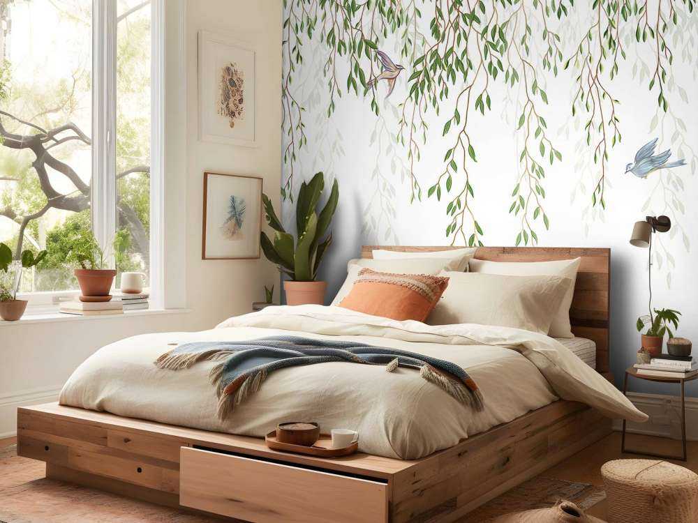 Hanging branches and birds