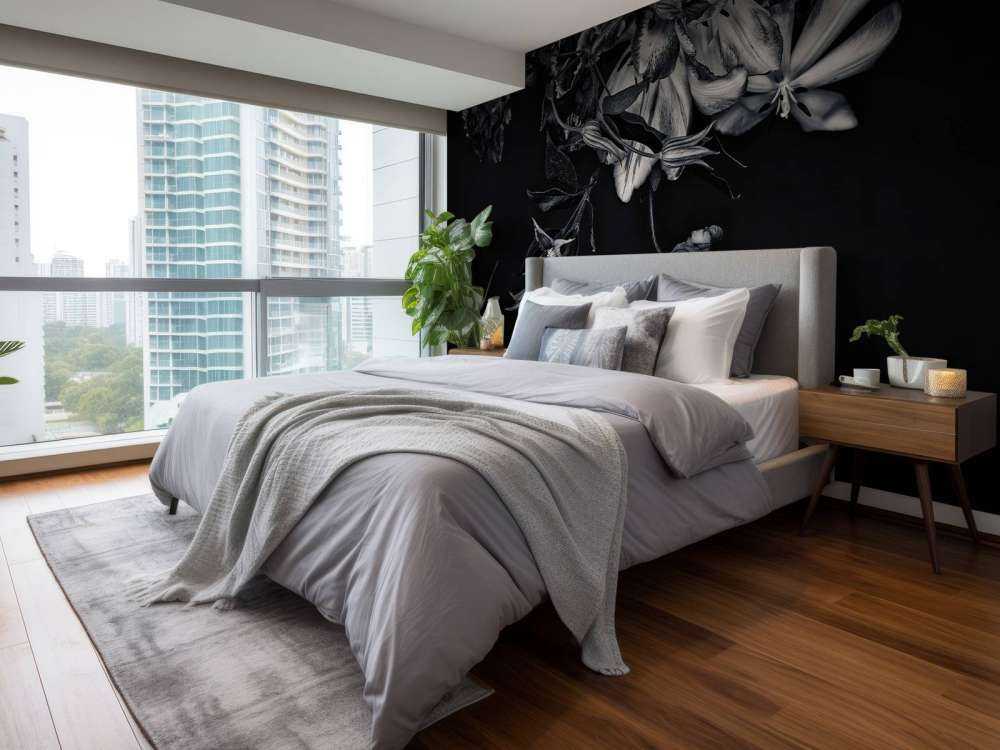 Bloemen muur blue tone