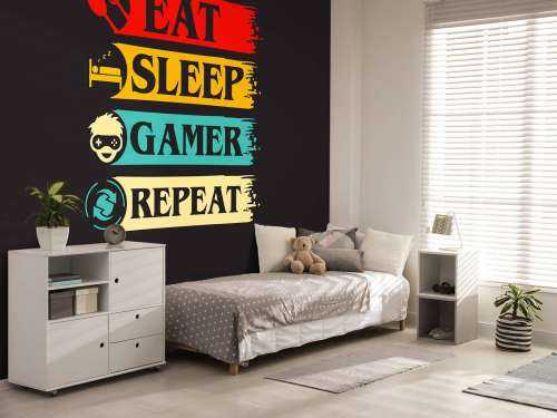 Adesivo murale Eat sleep game repeat