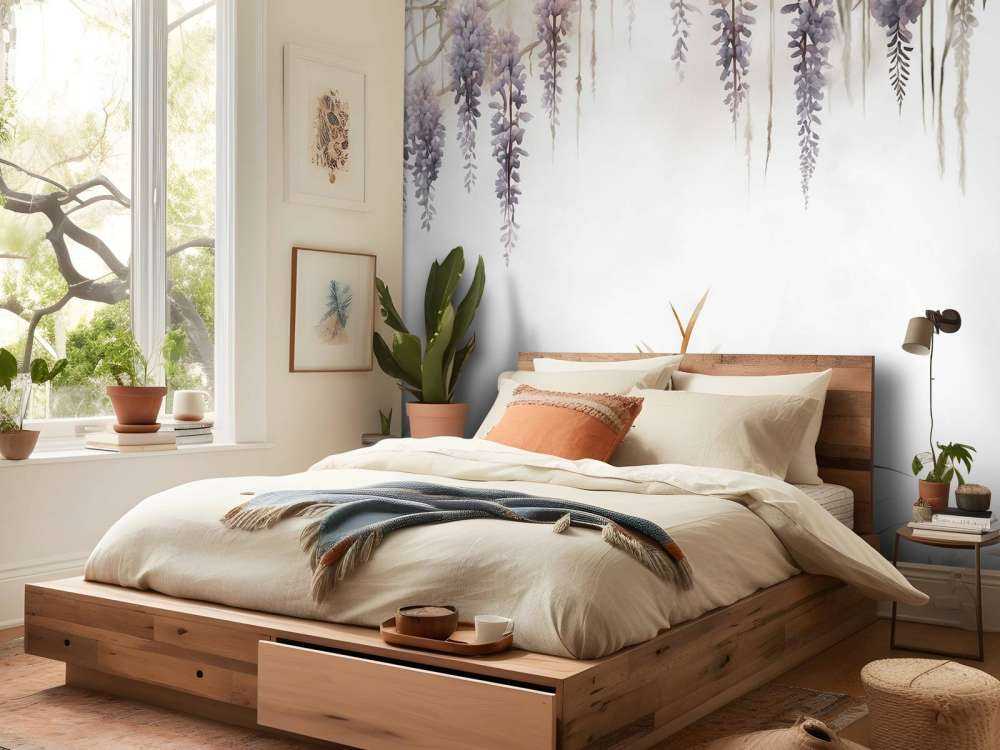 Wisteria and Field Grasses Beige