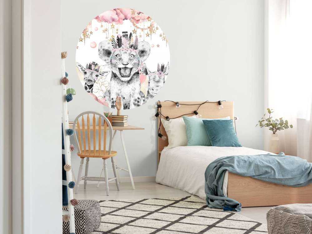 Dreamy animals under starry clouds