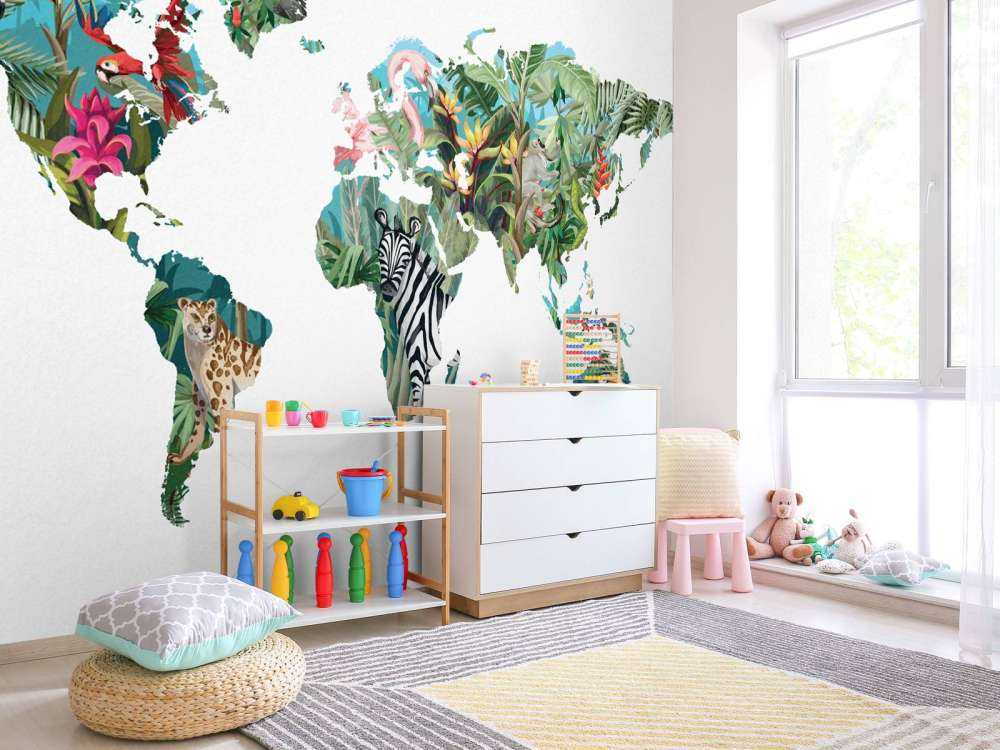 Jungle dieren wereldkaart