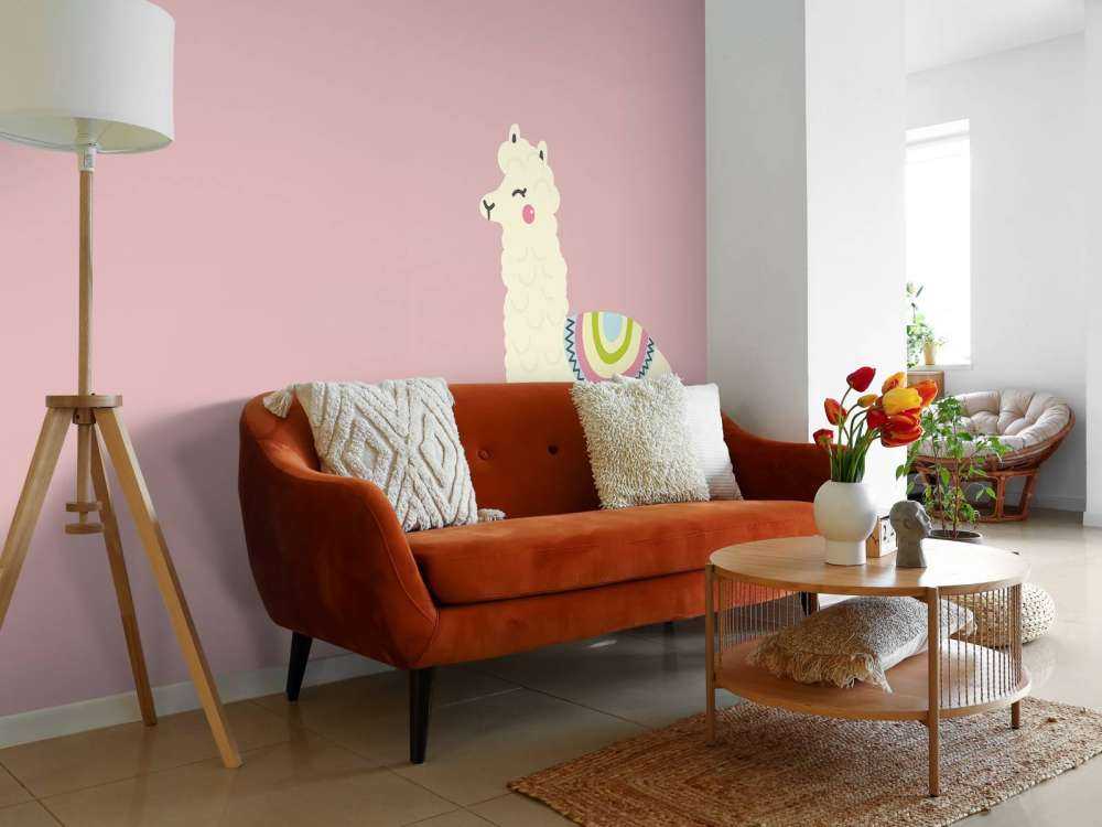 Alpaca design met een roze achtergrond