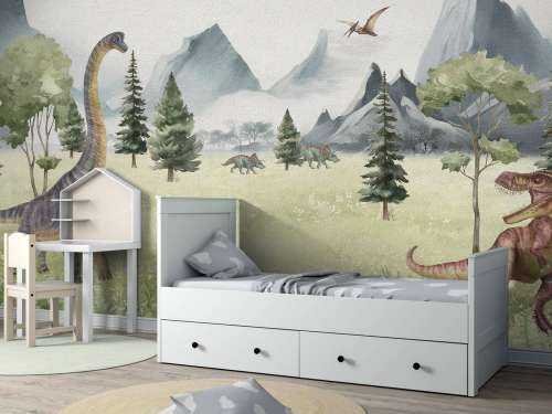 Landscape with dinosaurs in color