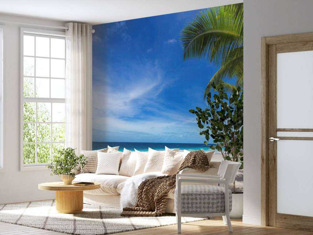 Tropical beach with palm tree