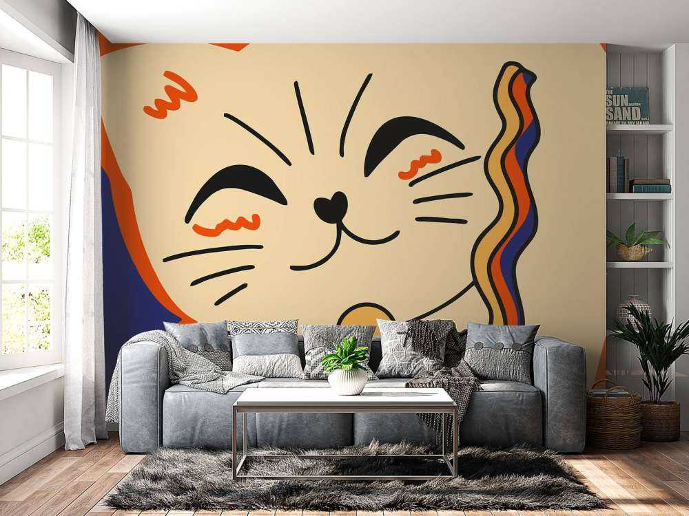 Close-up kat met noedels