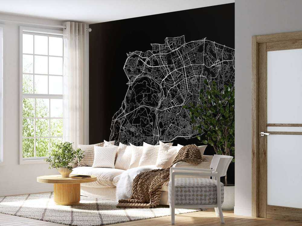 Plattegrond van Lissabon, zwart