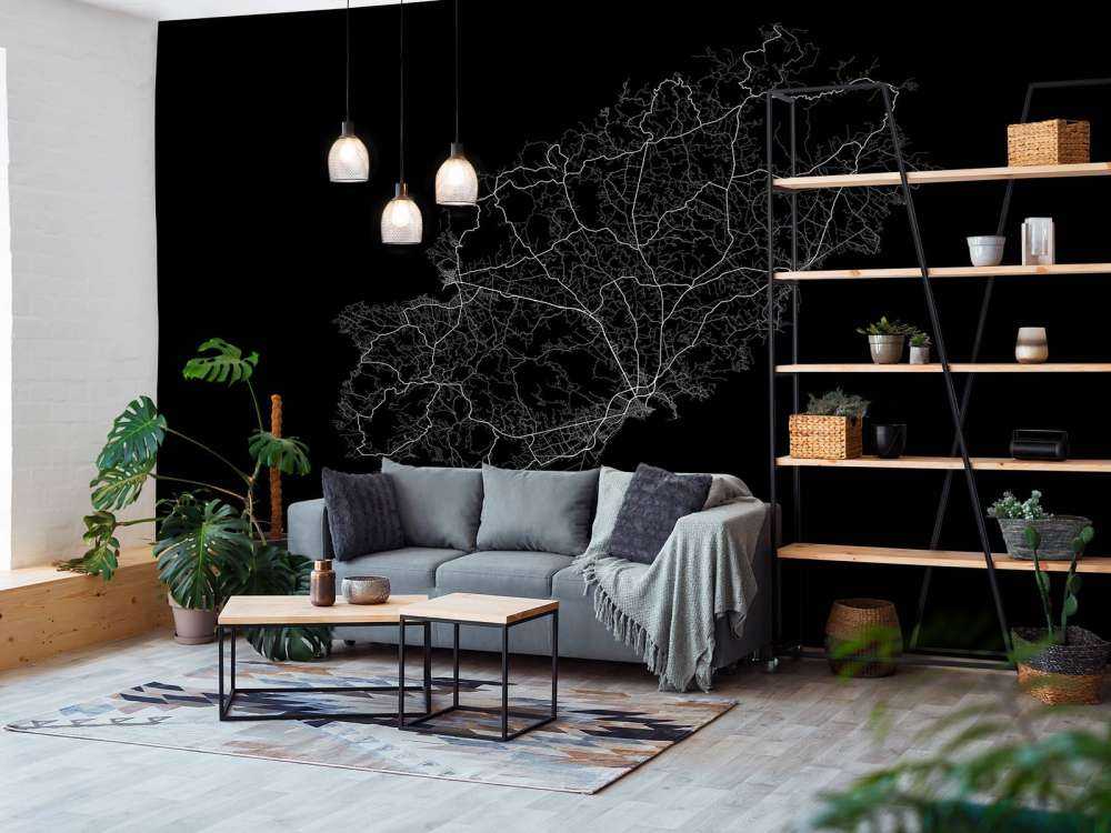 Plattegrond van Ibiza, zwart