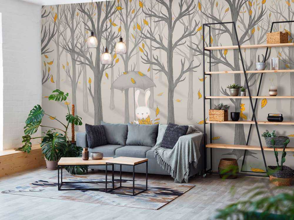 Rabbit under the leaves