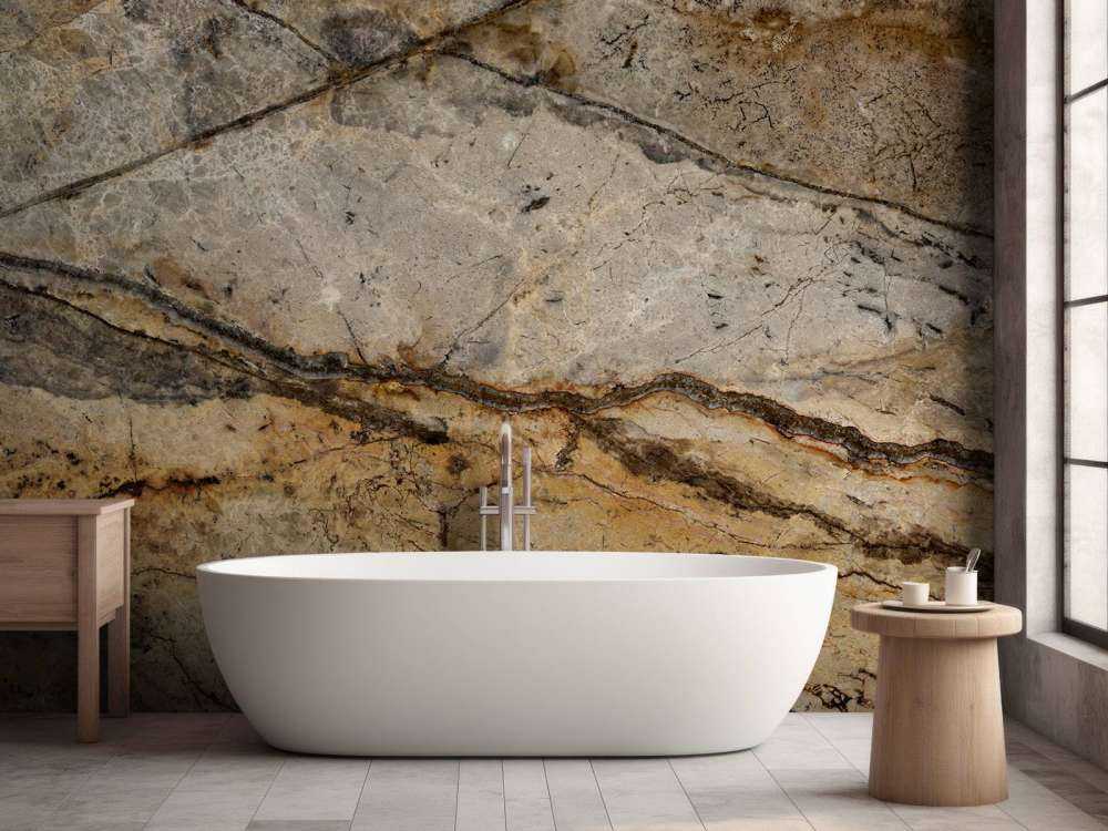 Sand-coloured marble with grooves