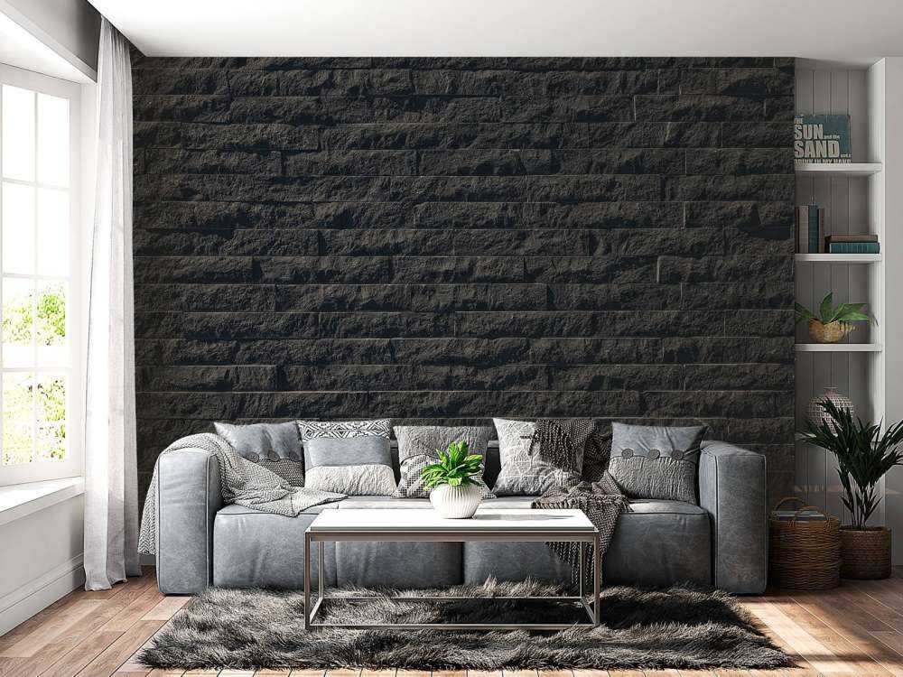 Wall with dark stones