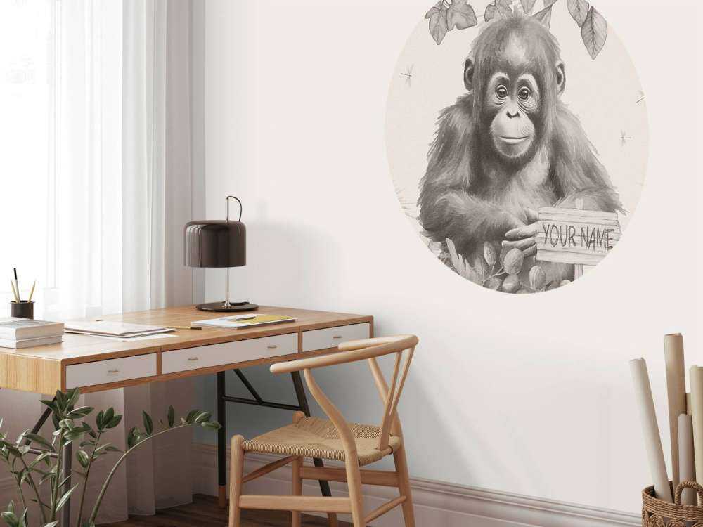 Baby orangutan in the jungle beige