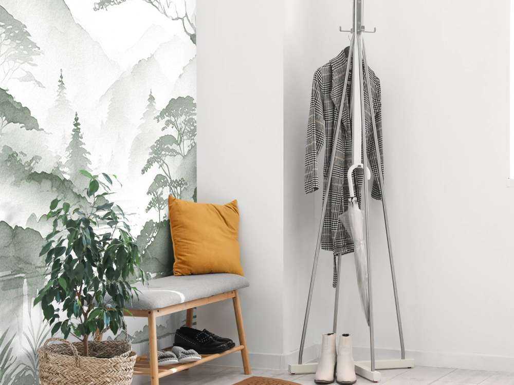 Mountain Lake in Misty Ink, green