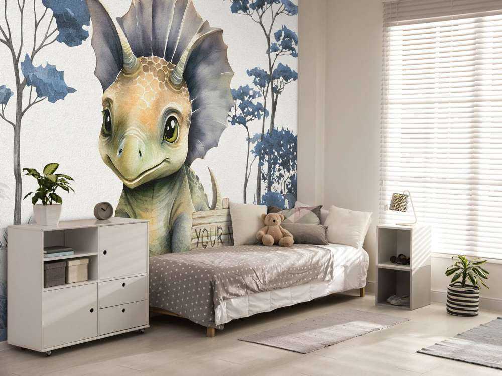 Baby triceratops in the blue jungle